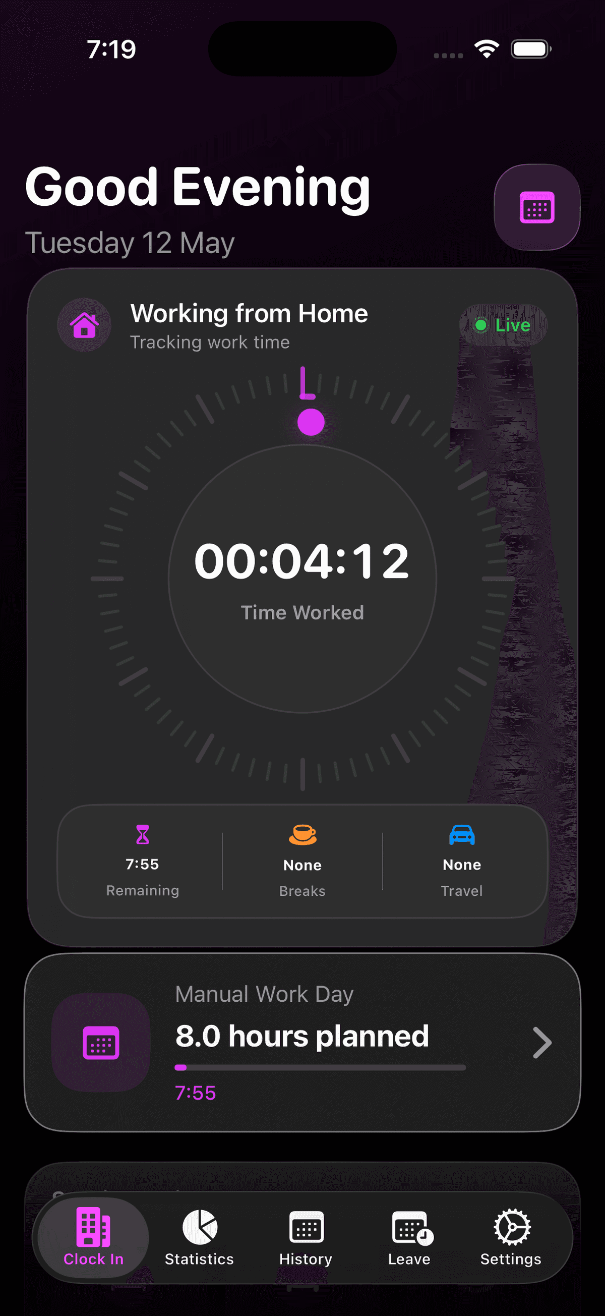 WorkPlace Time Keeper - Work Hours, Breaks, Travel, and Leave